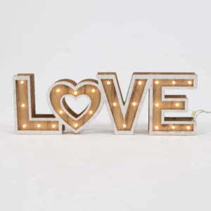 Napis LOVE Drewniany, zapalony - romantyczny dodatek- rent4events.pl, rent4wedding.pl.