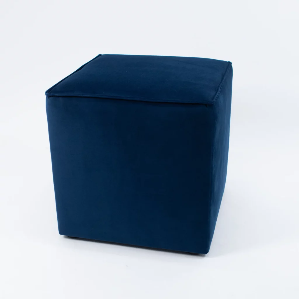 Pufa Kubik Granatowy Welur - morski chillout - rent4events.pl, rent4wedding.pl.