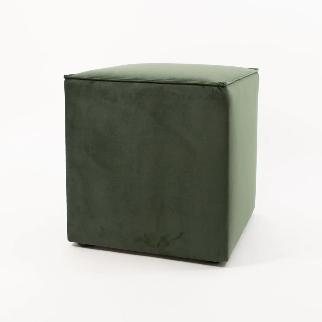 Pufa Kubik Butelkowa Zieleń Welur - leśny chillout - rent4events.pl, rent4wedding.pl.