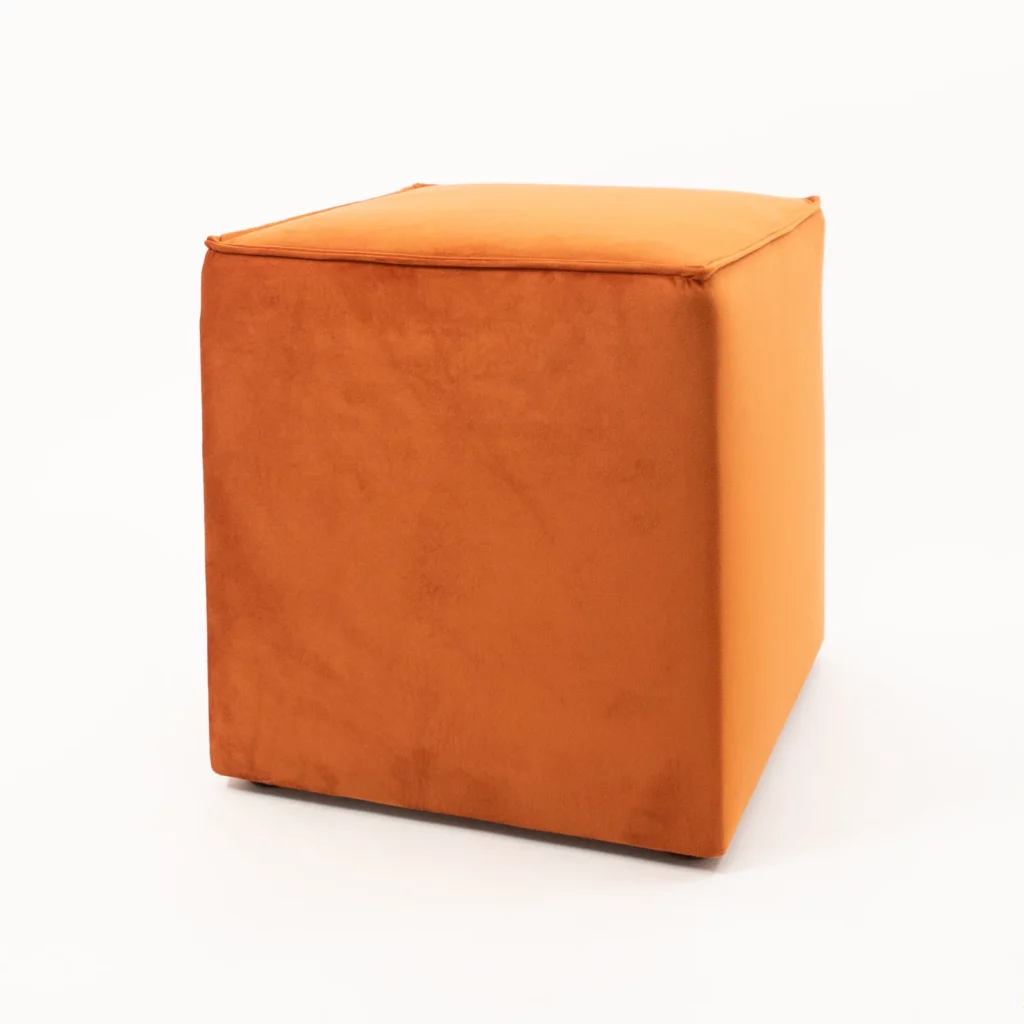 Pufa Kubik Rudy Welur - rudy rydz - rent4events.pl, rent4wedding.pl.